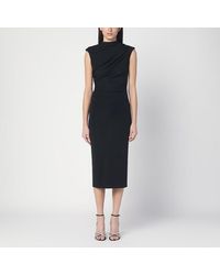 ANDAMANE - Robe Midi Froncée Noire - Lyst