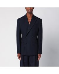 Loewe - Navy Double-breasted Jacket In Wool - Lyst