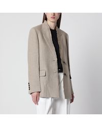 TOTEME - Frayed-Lapel Natural Linen Blazer - Lyst