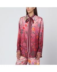 Gucci - Shirt With Bow And Floral Print - Lyst