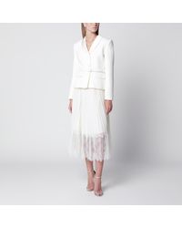 Self-Portrait - Bouclé Shawl-Collar Midi Dress - Lyst