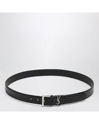 Saint Laurent - Cassandre Square Buckle Smooth Leather Belt - Lyst