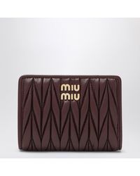 Miu Miu - Bordeaux Matelassé Nappa Leather Small Wallet - Lyst