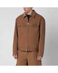 Gucci - Camel Zip-Up Jacket With Gg Details - Lyst