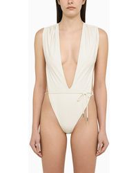 Saint Laurent - Creamy Swimming Costume With Bare Back - Lyst