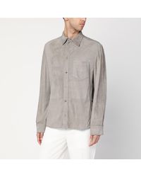 Brunello Cucinelli - Khaki Leather Shirt - Lyst