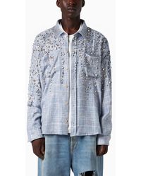 1989 STUDIO - Embroidered Flannel Shirt Sky Blue - Lyst
