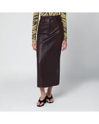 IVY & OAK - Burgundy Leather Midi Skirt - Lyst