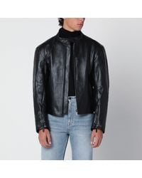 Gucci - Leather Biker Jacket With Web Detail - Lyst
