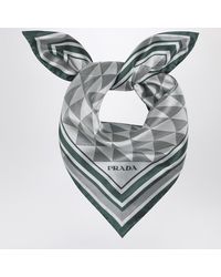 Prada - Emerald Printed Silk Twill Scarf 55X55 - Lyst