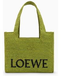 Loewe - Borsa font media meadow green in raffia - Lyst