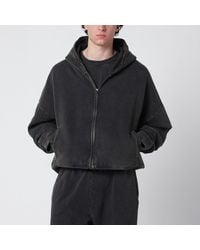 Entire studios - Washed Black Cotton Zip-up Hoodie - Lyst