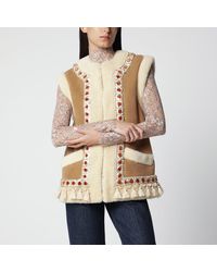 Valentino - Camel Shearling And Suede Vest - Lyst