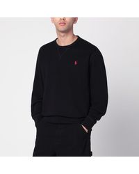 Polo Ralph Lauren - Felpa nera in misto cotone con logo - Lyst