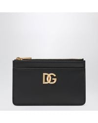 Dolce & Gabbana - Leather Zip Card Holder With Dg Logo - Lyst