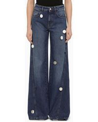 David Koma - Wide Denim Jeans With Mirrors - Lyst