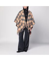 Burberry - Check Pattern Wool And Cashmere Cape - Lyst