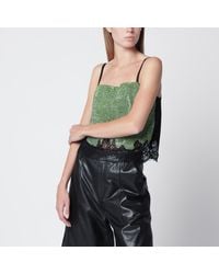 Self-Portrait - Crystal-Embellished Metallic Knit Top - Lyst
