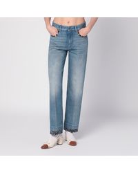 Valentino - Washed Jeans With Floral Fabric Trims - Lyst