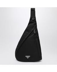 Prada - Rucksack Aus Re-Nylon Und Schwarzem Leder - Lyst
