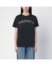 Maison Margiela - Black Washed-out Cotton T-shirt With Logo - Lyst