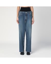 Alaïa - Wide Denim Jeans With Knitted Band - Lyst