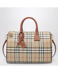 Burberry - Medium Bowling Bag With Check Pattern - Lyst