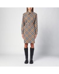 Burberry - Kariertes Hemdkleid Aus Wollgemisch - Lyst