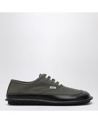 Loewe - Bay Lace-up Shoes In Khaki Canvas And Leather - Lyst