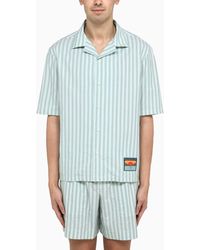 Maison Kitsuné - Short-sleeved Striped Cotton Shirt - Lyst