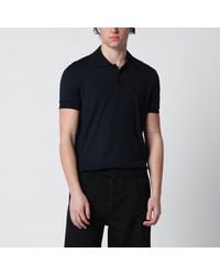 Gucci - Dark Wool Knit Polo With Gg Embroidery - Lyst