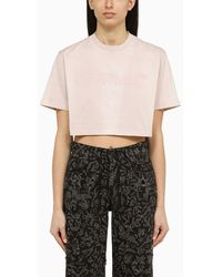Off-White c/o Virgil Abloh - T-shirt cropped in cotone con logo - Lyst