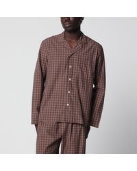 Tekla - Serra-Colored Cotton Pajama Shirt With Check Pattern - Lyst