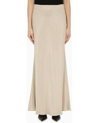 Max Mara - Beigefarbener Langer Rock Aus Leinengemisch - Lyst