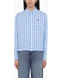 Polo Ralph Lauren - White/blue Linen Checked Shirt - Lyst