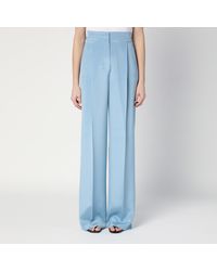 Max Mara - Wide-leg Sky Blue Trousers In Silk - Lyst