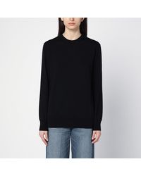 Jil Sander - Schwarzer Wollpullover Mit Rundhalsausschnitt - Lyst