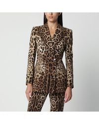 Dolce & Gabbana - Leopard-Print Double-Breasted Wool Jacket - Lyst