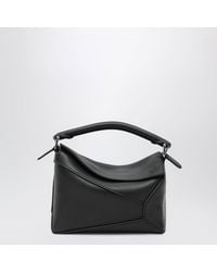Loewe - Schwarze Puzzle Edge Mini Tasche Aus Genarbtem Leder - Lyst