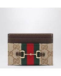 Gucci - Gg Canvas Card Holder With Horsebit Detail - Lyst
