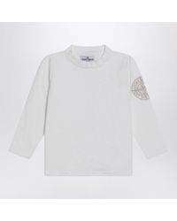 Stone Island - Blouse Blanche En Mousseline De Coton - Lyst