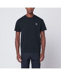 Stone Island - T-shirt navy in cotone con patch logo - Lyst