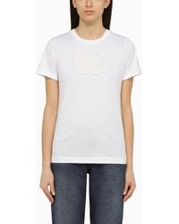 Dolce & Gabbana - Dolce&gabbana White Crew Neck T Shirt With Logo Embroidery In Cotton - Lyst
