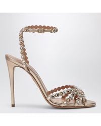 Aquazzura - Tequila 105 Metallic Leather Sandals - Lyst