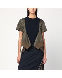 Sacai - Kaki Cotton And Nylon T-Shirt - Lyst