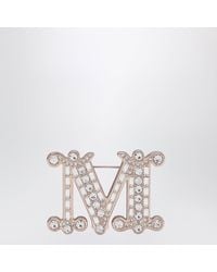 Max Mara - Monogram Brooch With Micro Crystals - Lyst