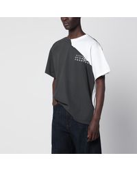 MM6 by Maison Margiela - Two-Tone Cotton T-Shirt With Asymmetric Panels - Lyst