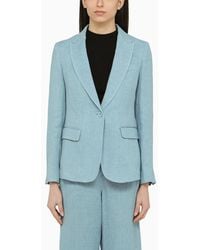 Weekend by Maxmara - Giacca monopetto azzurra in lino - Lyst
