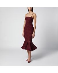 ROTATE BIRGER CHRISTENSEN - Burgundy Floral Mesh Ruffle Dress - Lyst