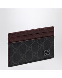 Gucci - gg Supreme Black/burgundy Fabric Card Holder - Lyst